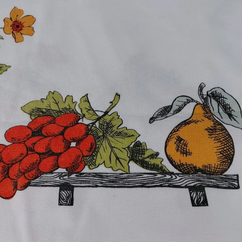 Vtg Vegetable Floral Table Cloth Rectangle Bridge 1960's 59.5x54